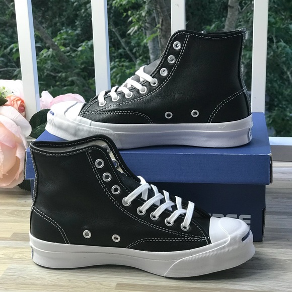 Converse Rare JP Signature HI Black Leather W AUTH - Picture 2 of 8